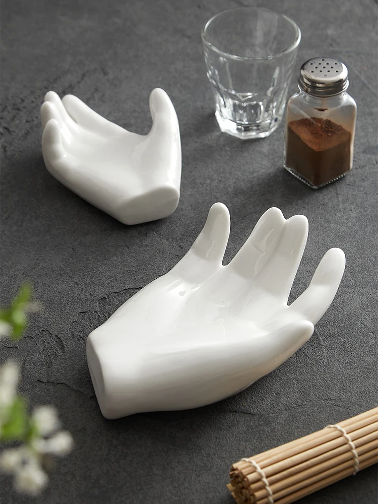 Pratos cerâmicos brancos criativos em forma de mão, pratos chineses em formato especial para hotel, clube especial, restaurante de alta qualidade, sobremesa, utensílios de mesa - Imagem 2