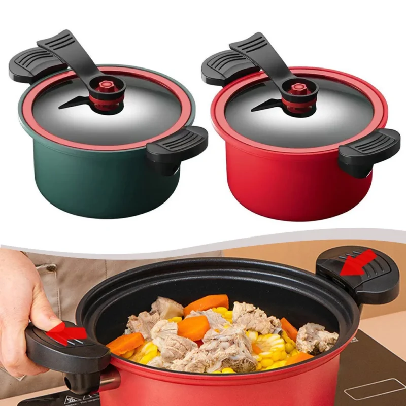 Panela de pressão de 3,5l com revestimento antiaderente, panela de sopa de pressão a vácuo para cozinha, panela de pressão com microfone