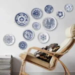 Chinês tradicional azul e branco china pintura decorativa parede pendurado placa casa quarto hotel artesanato arte fundo decoração