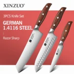 Xinzuo 1 peça-3 peças conjunto de facas de aço inoxidável utilitário santoku bunka facas de chef alemã1.4116 aço vermelho sândalo alças caixa de presente