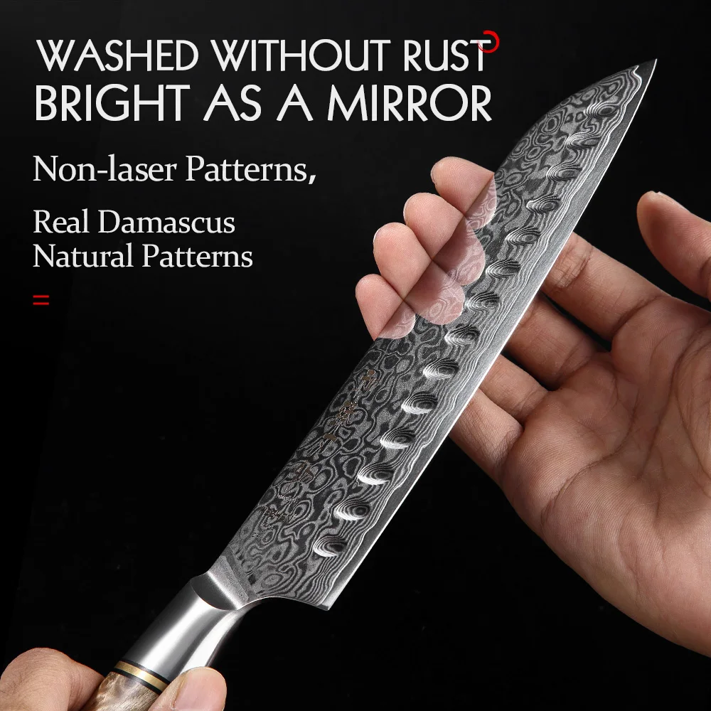 Hezhen 1-3pc conjunto de facas série mestre 67 camada aço damasco faca chef cozinha santoku utilitário ferramentas afiadas caixa presente embalagem - Imagem 5