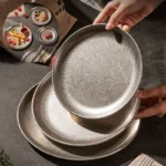 304 placas de aço inoxidável estilo industrial bandejas de café do vintage criativo bife macarrão sobremesa pratos fundo plano retro utensílios de mesa