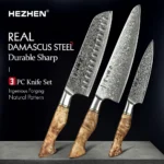 Hezhen 1-3pc conjunto de facas série mestre 67 camada aço damasco faca chef cozinha santoku utilitário ferramentas afiadas caixa presente embalagem