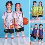 Conjunto de uniforme de basquete infantil, roupas de treinamento de manga curta para meninos e meninas, estudantes da escola primária, roupa de equipe