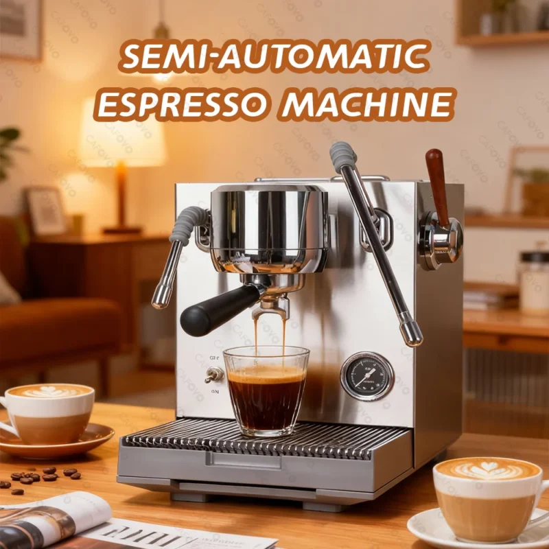 CAFOVO E120 9Bar Caldeira Dupla Comercial Máquina de Espresso Bomba ULKA Sistema OPV com Display OLED para Cafeteira de Café 220V