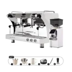 Máquina de café comercial CRM3120C Máquina de café de cabeça dupla, sistema multicaldeira independente, temperatura de extração ajustável