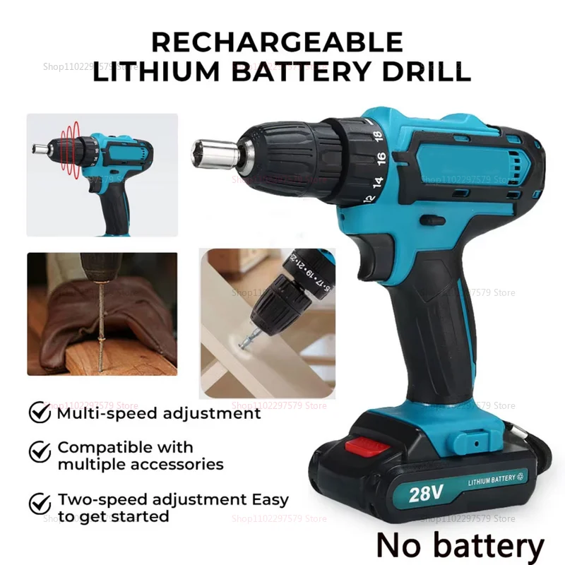 Conjunto de furadeira elétrica sem fio, chave de fenda elétrica com 2 velocidades variáveis, bateria incluída, ideal para casa, faça você mesmo e projetos de construção
