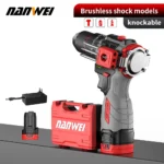 16.8V NANWEI Brushless Cordless Furadeira de impacto 45NM DIY Home Chave de fenda elétrica Broca de percussão