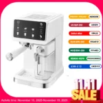 Máquina de café com tela sensível ao toque 220v, para casa, 20bar, máquina de café expresso com batedor de leite, cafeteira automática, economia de energia