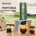Máquina de café expresso elétrica portátil 3 em 1, cafeteira de viagem para acampamento, autoaquecimento, adequada para café moído e dg, cápsulas nes