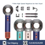 Professinal secador de cabelo sem folhas 220v íon negativo secagem rápida casa poderosa constante flyaway acessório ânion secador de cabelo elétrico