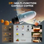 Novo 3 em 1 aquecimento sem fio portátil máquina de café expresso caber docle gusto nespresso pod café moído carro viagem cafeteira & titular