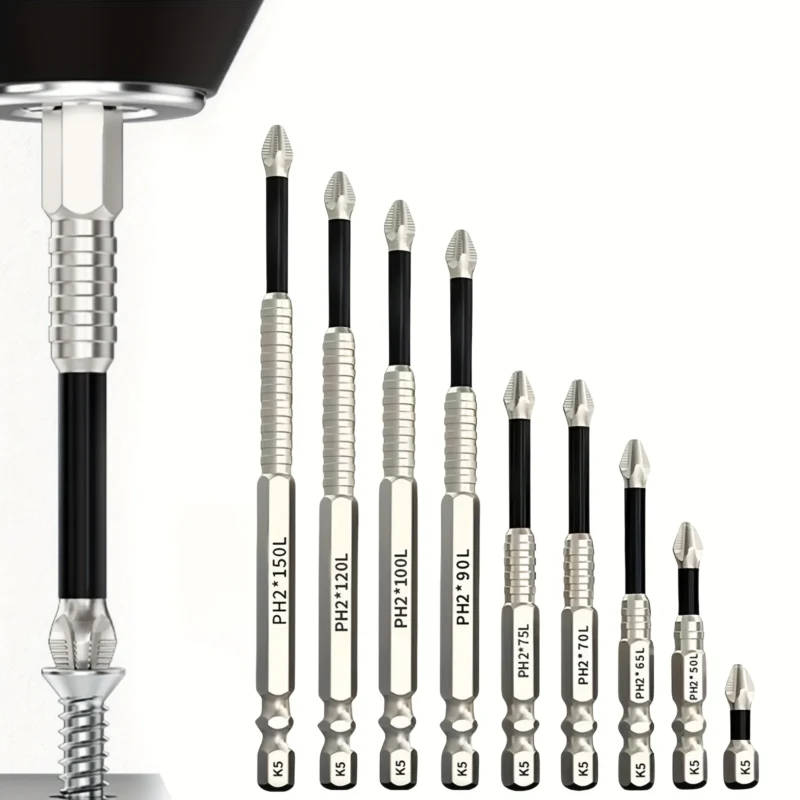 K5 antiderrapante de alta dureza bit s2 forte magnético 5a preto antiderrapante cabeça cruzada broca elétrica chave de fenda elétrica bit