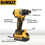 DEWALT Bateria de lítio 20V recarregável sem escova chave de fenda elétrica compacta furadeira de impacto DCD805