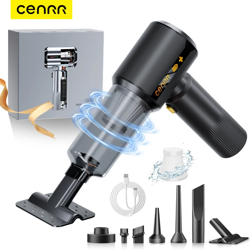 Cenrr novo display de nível da bateria aspirador de pó carro 7500mah casa homem presente natal poderoso portátil handheld carro mais limpo