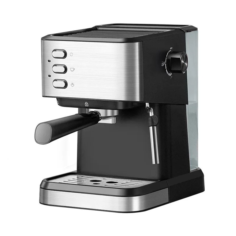 Pequena cafeteira expresso semiautomática para uso doméstico, leite batido a vapor de alta pressão e cafeteira preparada