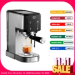 Máquina de café expresso com tela sensível ao toque de 20bar, cafeteira de aço inoxidável com tela sensível ao toque de espuma de leite sem BPA e fácil limpeza