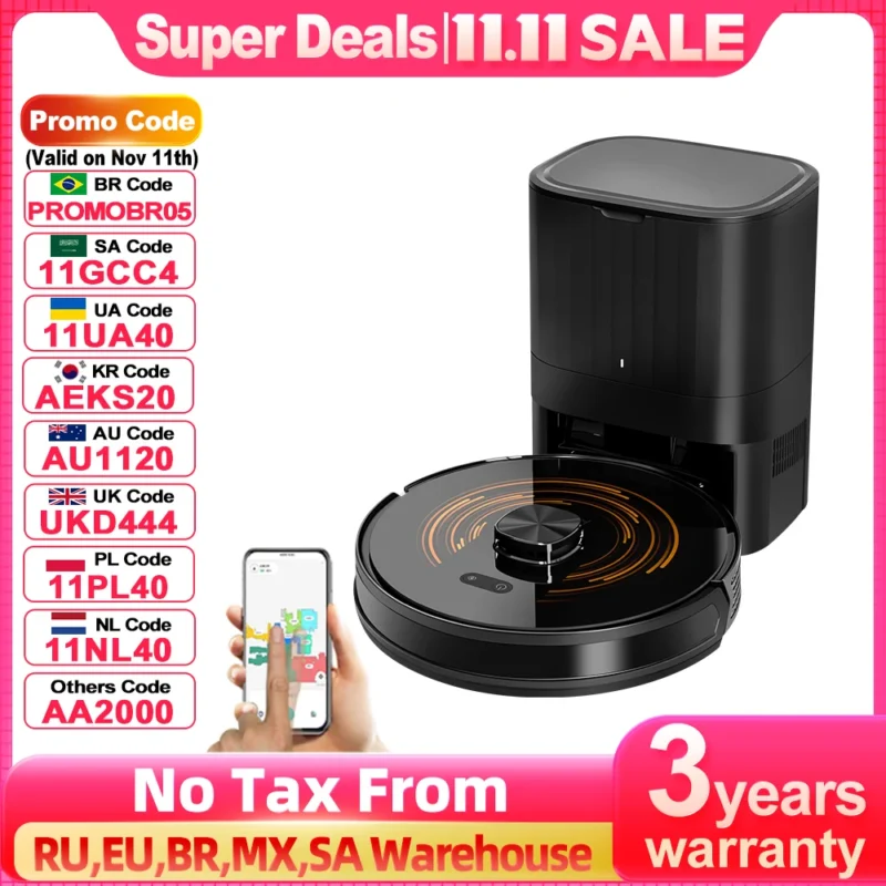 Aspirador de pó robô ABIR K30, estação vazia automática, lidar a laser, sucção 6500PA, mapa multipiso, aparelho seco e molhado para casa inteligente,Voltagem 220V