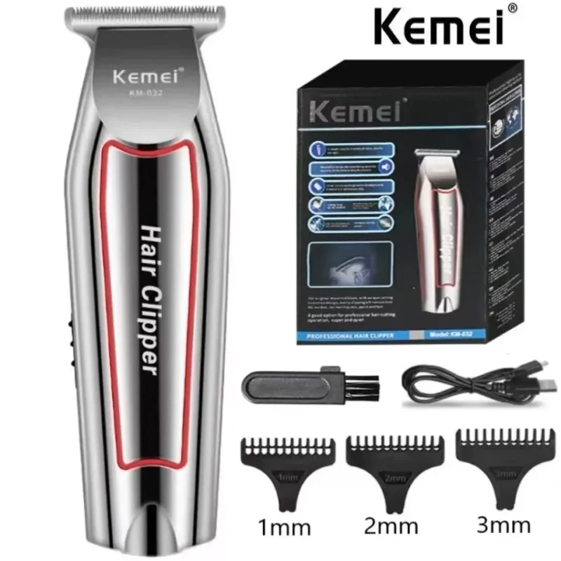 KEMEI-Profissão Aparador de pêlos elétrico para homens, Barba Clipper, Máquina cortador de cabelo, Hair Cut Grooming Kit, KM-032