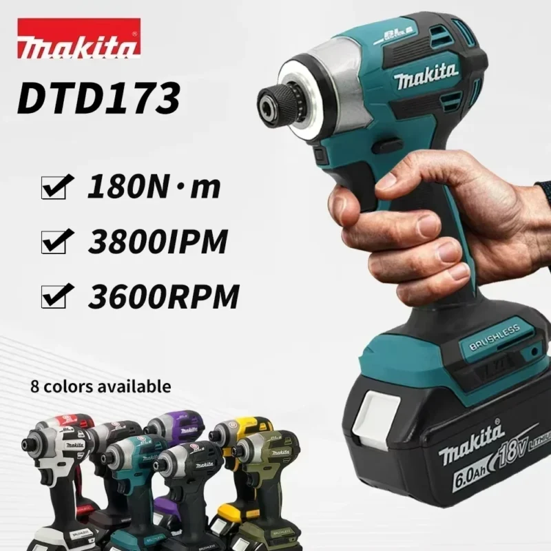 Makita dtd173 1800rpm chave de fenda elétrica sem escova driver de impacto 180nm furadeira elétrica/parafuso/modo t para makita 18v bateria