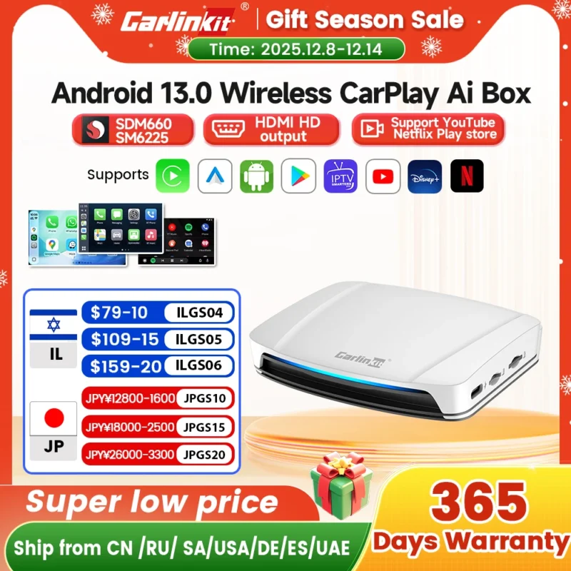 8 + 128g carlinkit tv box android 13 sem fio carplay caixa de carro mini android auto adaptador sem fio qualcomm 8 núcleos rota atualização hdmi