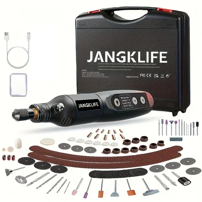 Shangklife kit de ferramentas rotativas sem fio usb, caneta de gravação em madeira, faça você mesmo para joias, metal, vidro, mini broca sem fio