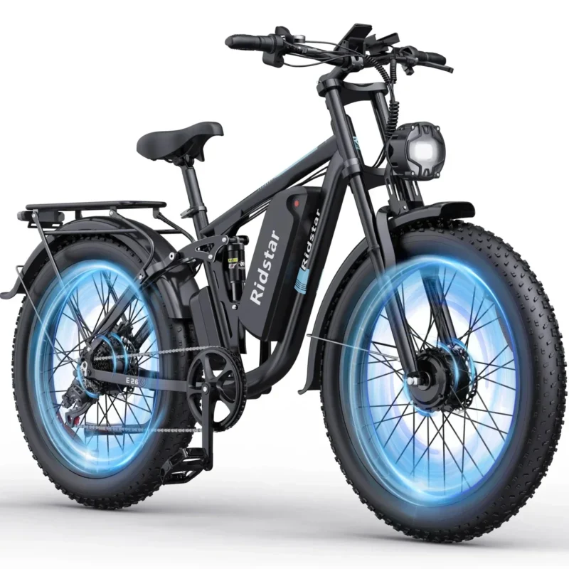 Bicicleta elétrica off-road com absorção de choque dupla, 2000w, motor duplo, 48v, 23ah, bateria, 7 velocidades, 26*4.0 polegadas, pneu gordo, mountain bike