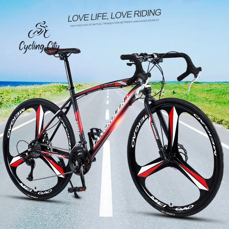 Ciclismo cidade curva bicicleta de estrada velocidade variável absorção de choque adulto freio a disco duplo corrida bicicleta especial 700c dropshipping