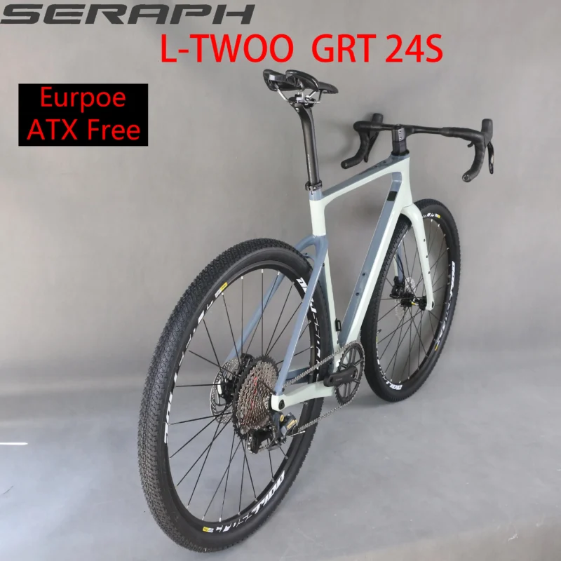 Bicicleta de cascalho de carbono SERAPH, bicicleta completa, bicicleta de carbono, pneus 45C, rodas de alumínio do grupo L-TWOO GRT, bicicletas de cascalho