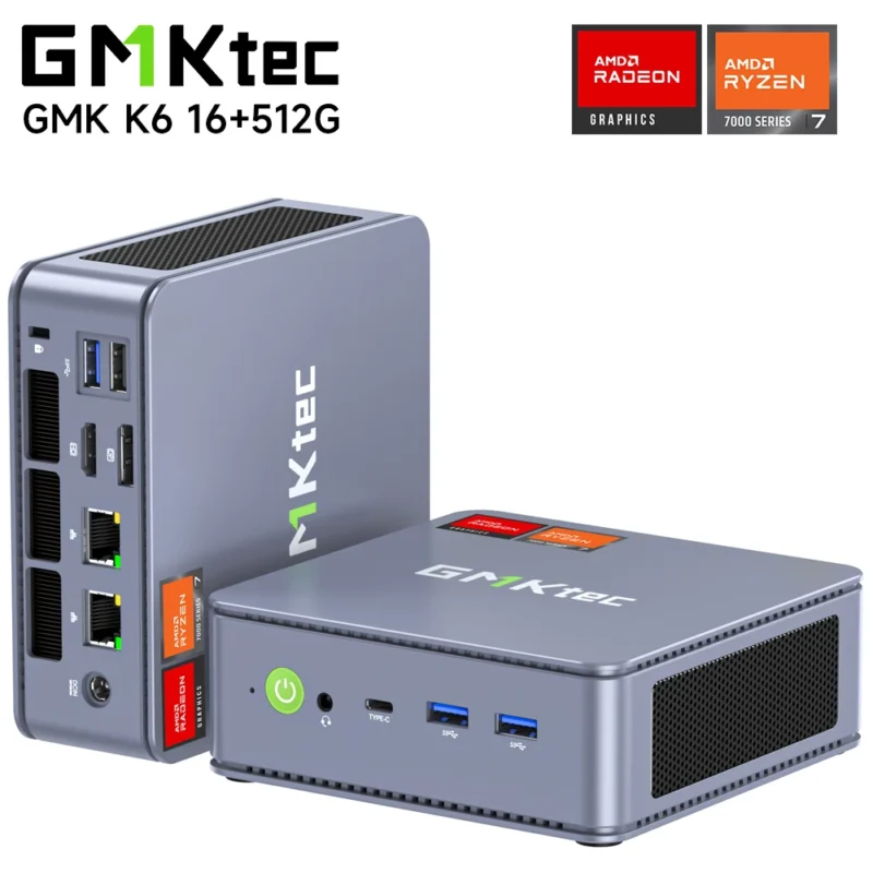 Gmktec k6 mini pc amd R7-7840HS 8c/16t 16gb ddr5 512gb pcie 4.0 ssd mini desktop computador janela 11 pro wifi 6e/bt5.2 tipo-c