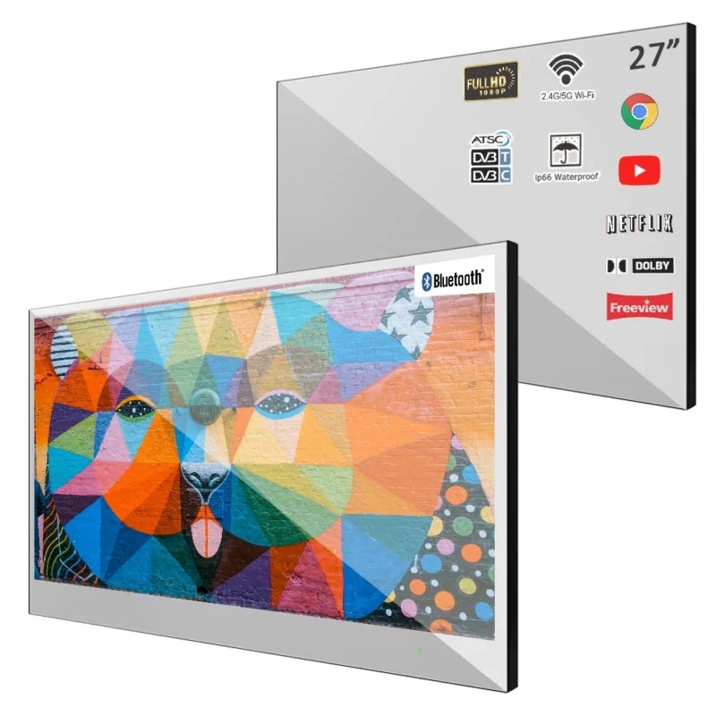 Souria 27 polegadas espelho mágico à prova dwaterproof água led tv para banheiro dtv sintonizador wifi android tv hotel publicidade spa salão de beleza eua DVB-T t2 c